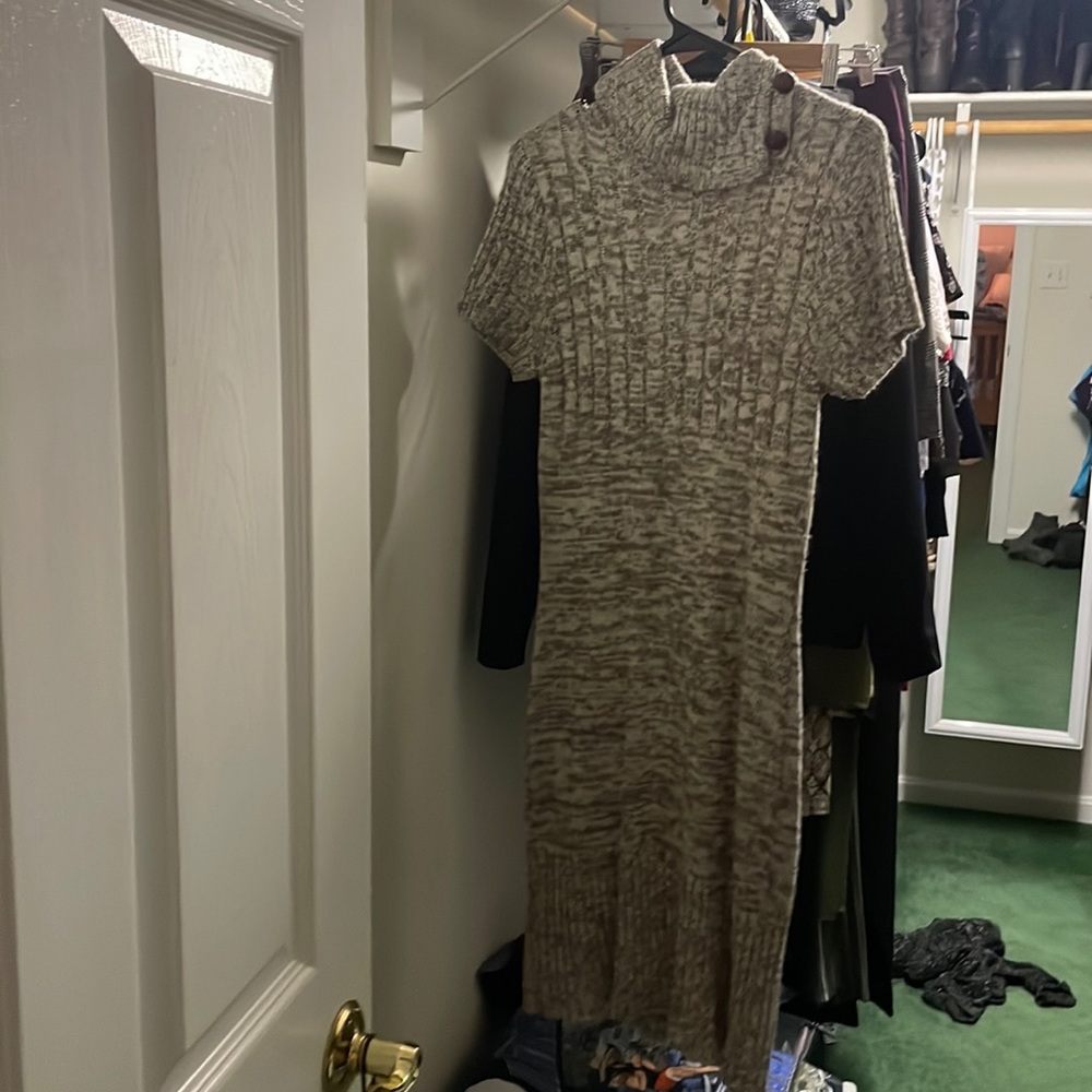 Sweater dress tan and cream colored size large